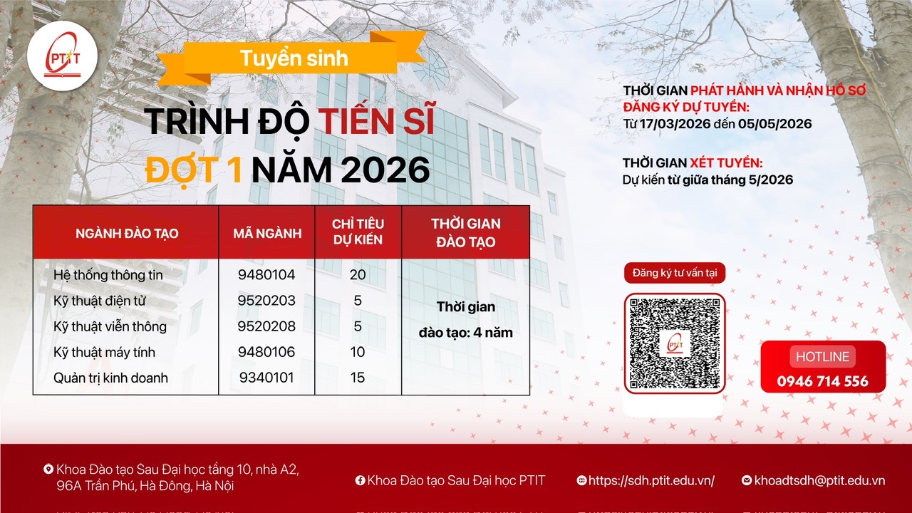 [NHỮNG CÂU HỎI THƯỜNG GẶP (FAQs)] Về chương trình tuyển sinh, đào tạo Tiến sĩ tại Học viện Công nghệ Bưu chính Viễn thông